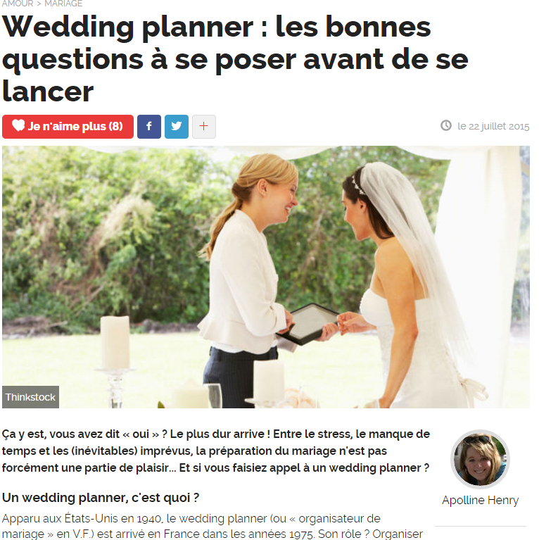 Presse Femmes Actuelles - Alexa Réception - Wedding Planner Tours 37 Indre et Loire